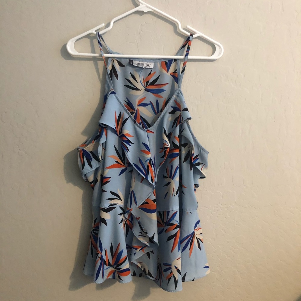 Blue Ruffle Tank